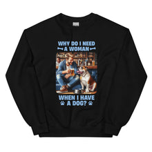 Load image into Gallery viewer, Man Bonde Hair with Small Dog- Black or White Unisex Sweatshirt