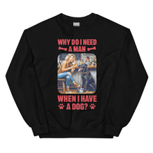 Load image into Gallery viewer, Lady Blonde Hair with Large Dog- Black or White Unisex Sweatshirt