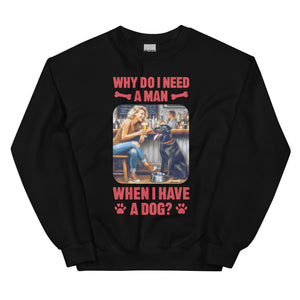 Lady Blonde Hair with Large Dog- Black or White Unisex Sweatshirt