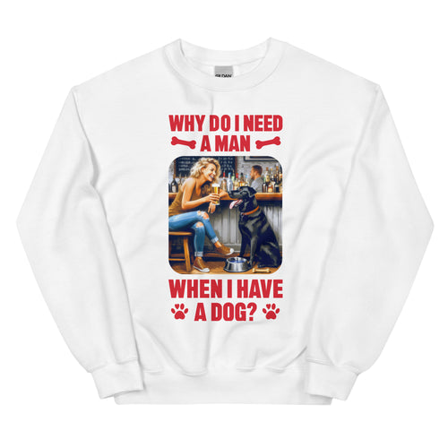 Lady Blonde Hair with Large Dog- Black or White Unisex Sweatshirt