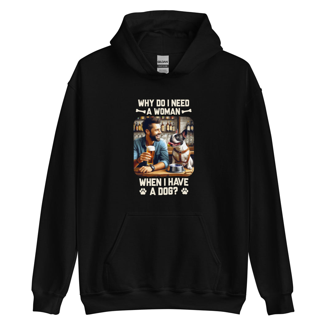 Man Brown Hair with Small Dog- Black Unisex Hoodie