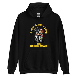 Golf A Hug A Day Keeps The Bogies Away- Black Unisex Hoodie