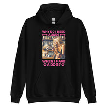 Load image into Gallery viewer, Lady Blonde Hair with Small Dog- Black or White Unisex Hoodie