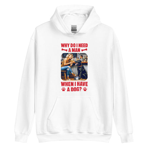 Lady Blonde Hair with Large Dog-  Black or White Unisex Hoodie