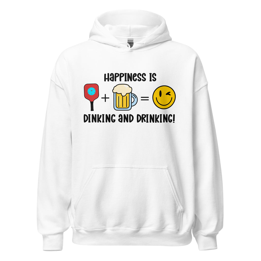 Happiness is Dinking and Drinking!- White Unisex Hoodie