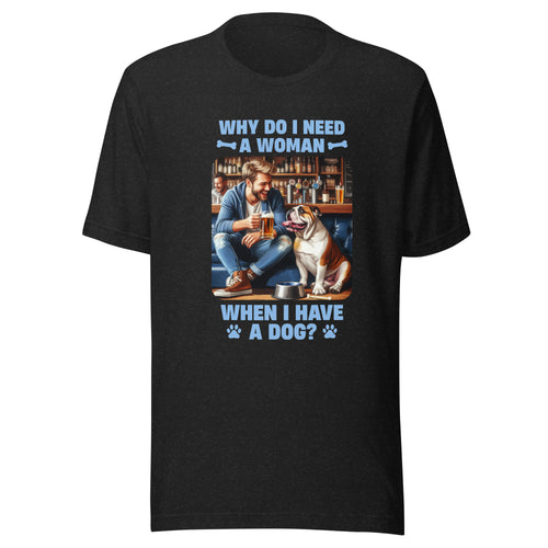 Man Blonde Hair with Small Dog- Black or White Unisex T-Shirt