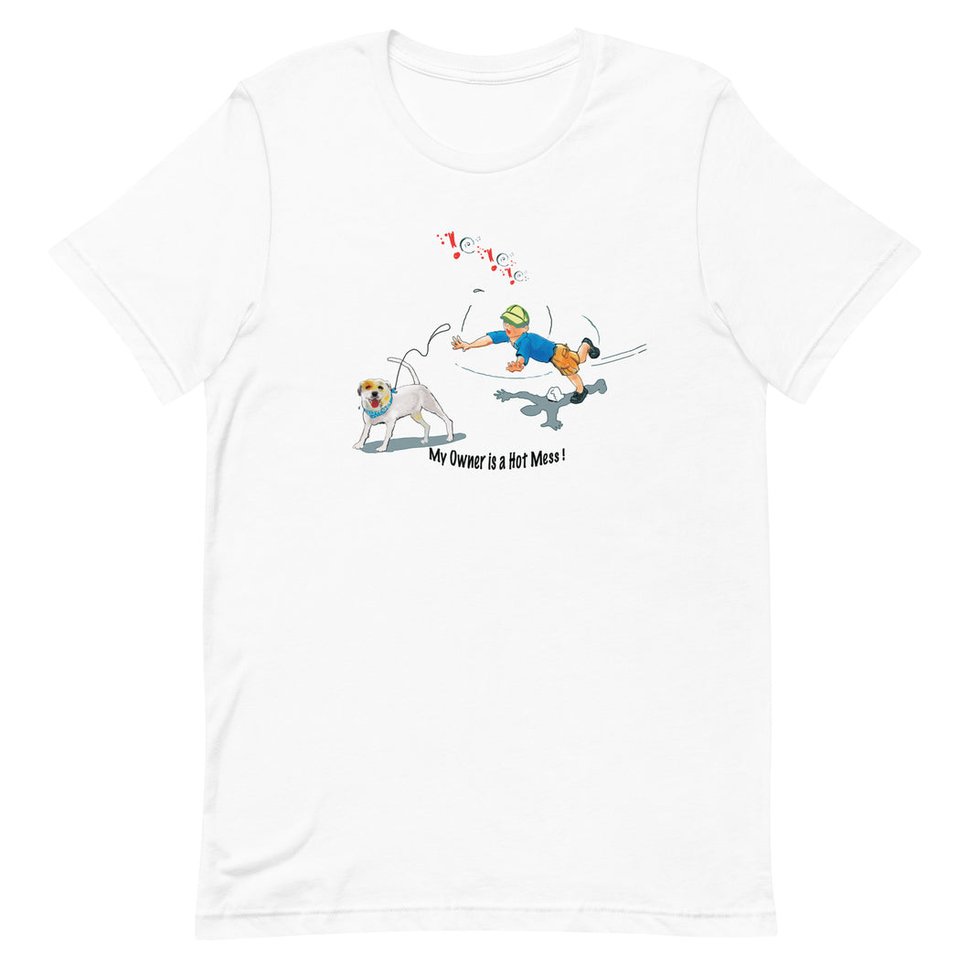 Hot Mess Male Stumble- White Unisex T-shirt