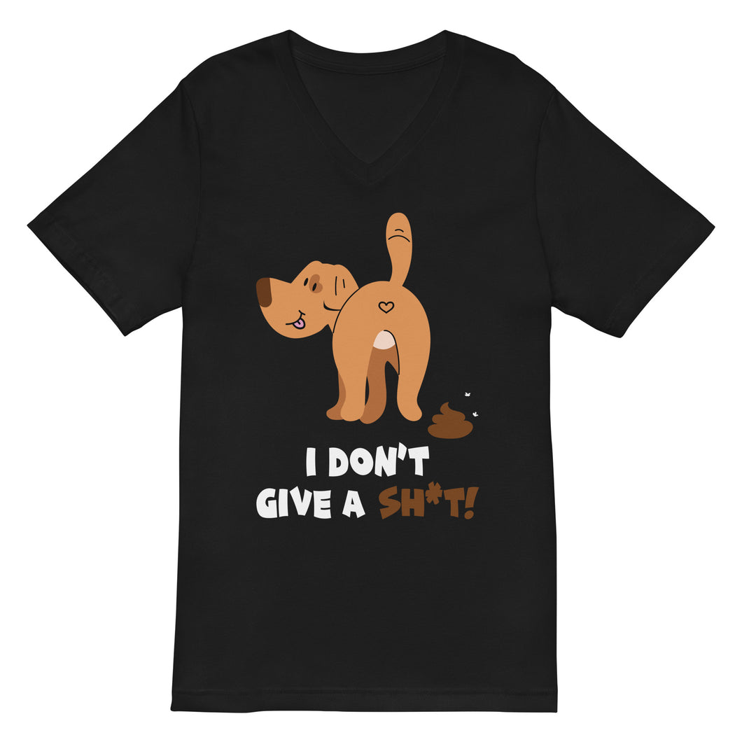 Dog- I Don't Give A Sh*t!- Black Unisex Short Sleeve V-Neck T-Shirt