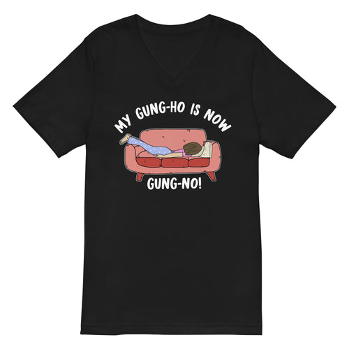 Gung Ho/Gung No- Female- Black Unisex Short Sleeve V-Neck T-Shirt