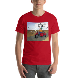 Male Motorcycle w/ Brown Dog- Short-Sleeve Unisex T-Shirt