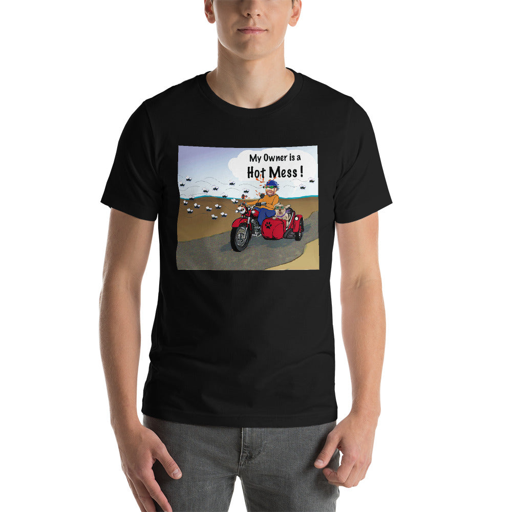 Male Motorcycle w/ Tan Dog- Short-Sleeve Unisex T-Shirt