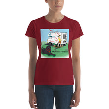 Load image into Gallery viewer, RV Sewer Spill Female w/ Black Dog- Women&#39;s Short Sleeve T-shirt