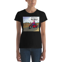 Load image into Gallery viewer, Female Motorcycle w/ Black Dog- Women&#39;s Short Sleeve T-shirt