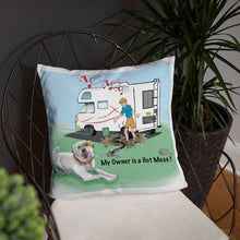 Load image into Gallery viewer, RV Sewer Spill Male w/ White Dog- Basic Pillow- 18&#39;X18&#39;