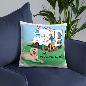 RV Sewer Spill Male w/ Tan Dog- Basic Pillow