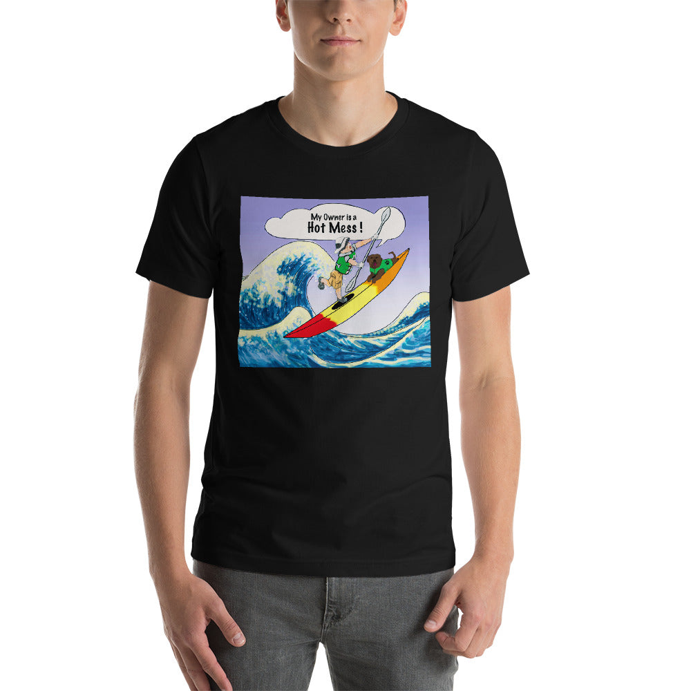 Male Kayaker w/ Brown Dog- Short-Sleeve Unisex T-Shirt