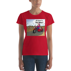 Female Motorcycle w/ Tan Dog- Women's Short Sleeve T-Shirt