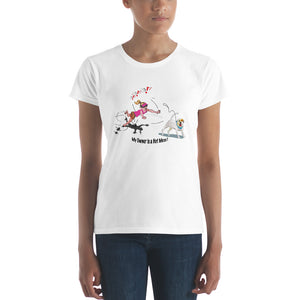 Female Stumble w/ White Dog-  Women's Short Sleeve T-Shirt