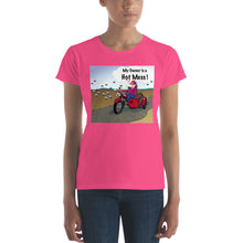 Load image into Gallery viewer, Female Motorcycle w/ Brown Dog- Women&#39;s Short Sleeve T-shirt