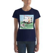 Load image into Gallery viewer, RV Sewer Spill Female w/ White Dog- Women&#39;s Short Sleeve T-Shirt