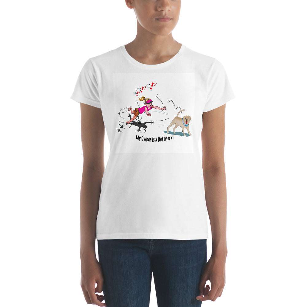 Female Stumble w/ Tan Dog- Women's Short Sleeve T-shirt