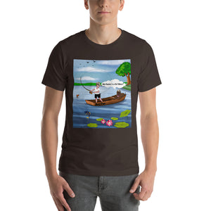 Male Fishing w/ Brown Dog- Short-Sleeve Unisex T-Shirt