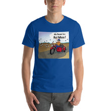 Load image into Gallery viewer, Male Motorcycle w/ Black Dog- Short-Sleeve Unisex T-Shirt