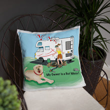 Load image into Gallery viewer, RV Sewer Spill Female w/ Tan Dog- Basic Pillow