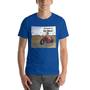 Male Motorcycle w/ White Dog- Short-Sleeve Unisex T-Shirt