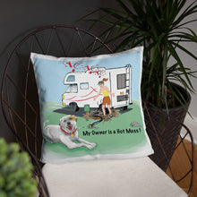 Load image into Gallery viewer, RV Sewer Spill Female w/ White Dog- Basic Pillow- 18&#39;X18&#39;