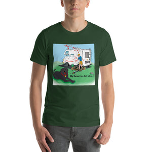 RV Sewer Spill Male w/ Black Dog- Short-Sleeve Unisex T-Shirt