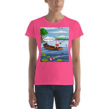 Load image into Gallery viewer, Female Fishing w/ Black Dog- Women&#39;s Short Sleeve T-shirt