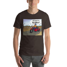 Load image into Gallery viewer, Male Motorcycle w/ Black Dog- Short-Sleeve Unisex T-Shirt