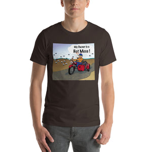 Male Motorcycle w/ Black Dog- Short-Sleeve Unisex T-Shirt