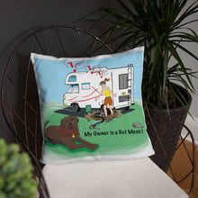 Load image into Gallery viewer, RV Sewer Spill Female w/ Brown Dog- Basic Pillow