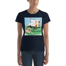 Load image into Gallery viewer, RV Sewer Spill Female w/ Tan Dog- Women&#39;s Short Sleeve T-shirt