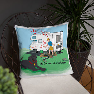 RV Sewer Spill Male w/ Black Dog- Basic Pillow